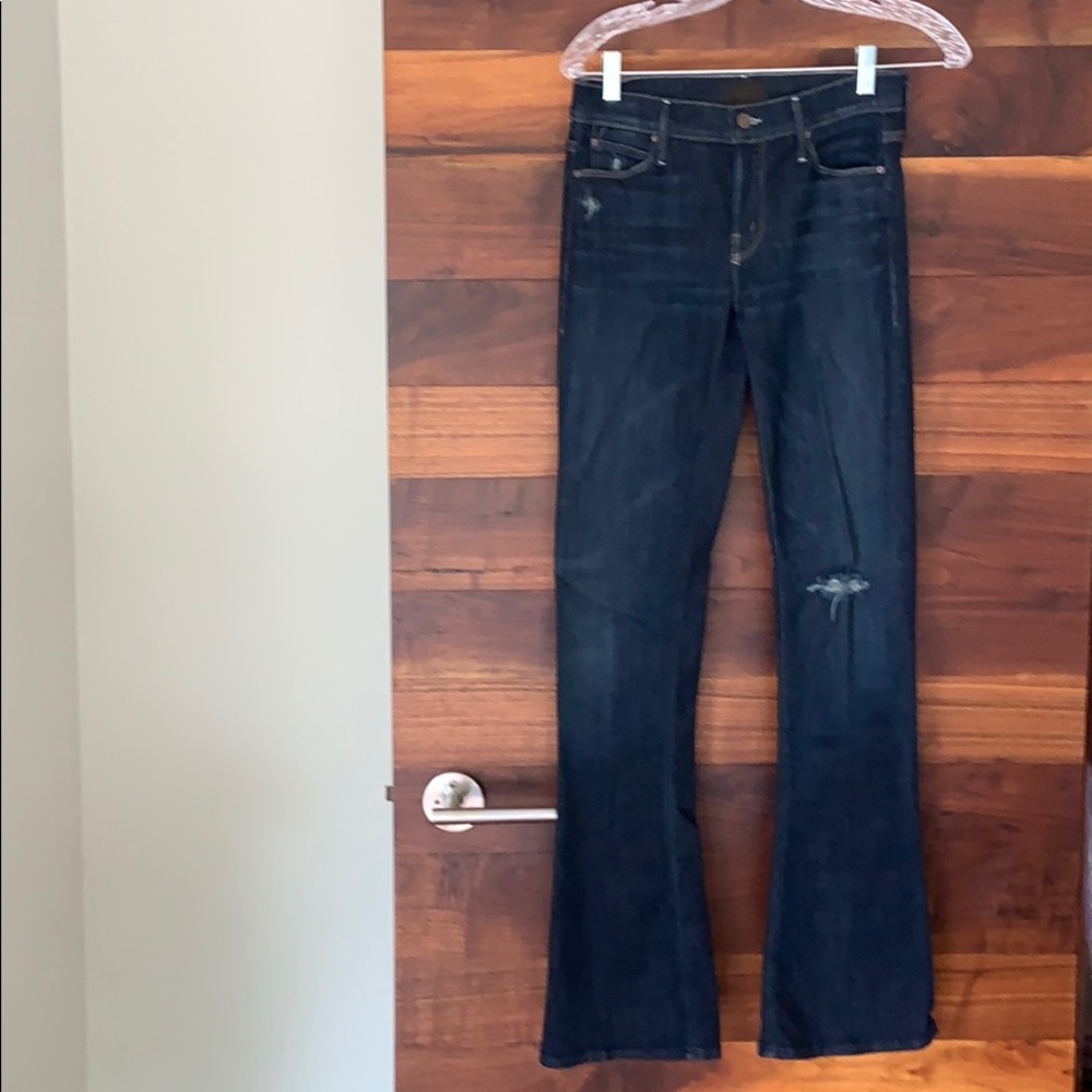 MOTHER Women Jeans Boot Cut Dark Blue Denim